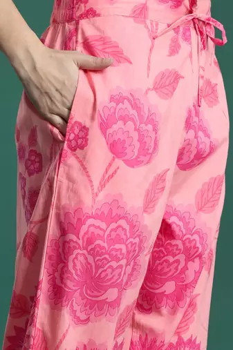 Floral Printed Pure Cotton Kurta with Trousers & With Dupatta
