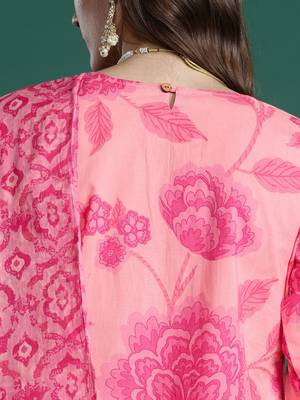 Floral Printed Pure Cotton Kurta with Trousers & With Dupatta 9