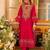 Floral Embroidered Thread Work A-Line Kurta With Trousers & Dupatta