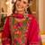 Floral Embroidered Thread Work A-Line Kurta With Trousers & Dupatta