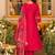 Floral Embroidered Thread Work A-Line Kurta With Trousers & Dupatta