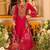 Floral Embroidered Thread Work A-Line Kurta With Trousers & Dupatta