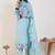 Floral Embroidered Thread Work Pure Cotton Straight Kurta & Trousers With Dupatta