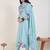 Floral Embroidered Thread Work Pure Cotton Straight Kurta & Trousers With Dupatta