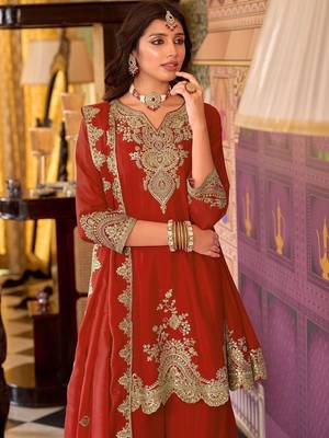 Women Ethnic Motifs Embroidered Regular Kurta with Sharara & With Dupatta 4
