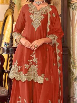 Women Ethnic Motifs Embroidered Regular Kurta with Sharara & With Dupatta 5