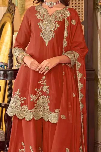 Women Ethnic Motifs Embroidered Regular Kurta with Sharara & With Dupatta
