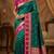 Teal  soft banarasi silk saree with zari weaving  design with contrast blouse