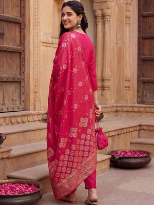 Women Ethnic Motifs Embroidered Regular Thread Work Kurta with Trousers & With Dupatta 4