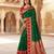 Green soft banarasi silk saree with zari weaving  design with contrast blouse