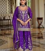 Women Ethnic Motifs Embroidered Regular Kurta with Sharara & With Dupatta