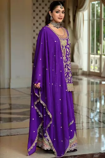 Women Ethnic Motifs Embroidered Regular Kurta with Sharara & With Dupatta
