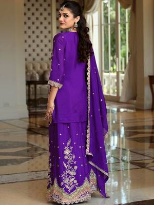 Women Ethnic Motifs Embroidered Regular Kurta with Sharara & With Dupatta 4