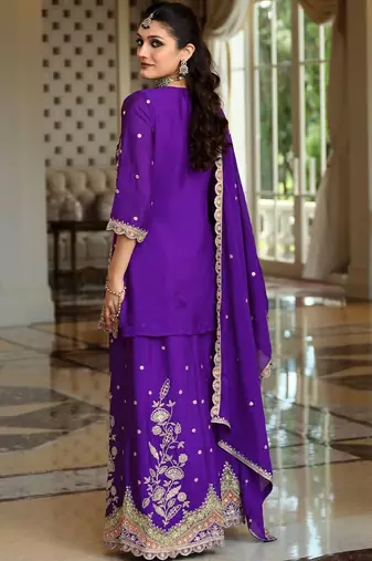 Women Ethnic Motifs Embroidered Regular Kurta with Sharara & With Dupatta