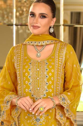 Adults-Women Woven Design Embroidered Kurta with Trousers & Dupatta