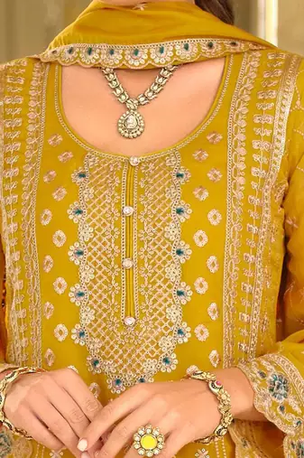 Adults-Women Woven Design Embroidered Kurta with Trousers & Dupatta