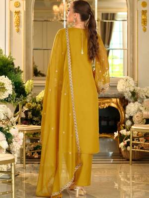 Adults-Women Woven Design Embroidered Kurta with Trousers & Dupatta 5