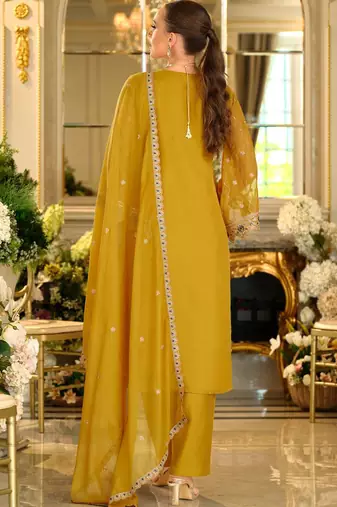 Adults-Women Woven Design Embroidered Kurta with Trousers & Dupatta