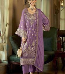 Women Ethnic Motifs Embroidered Regular Sequinned Kurta with Trousers & With Dupatta
