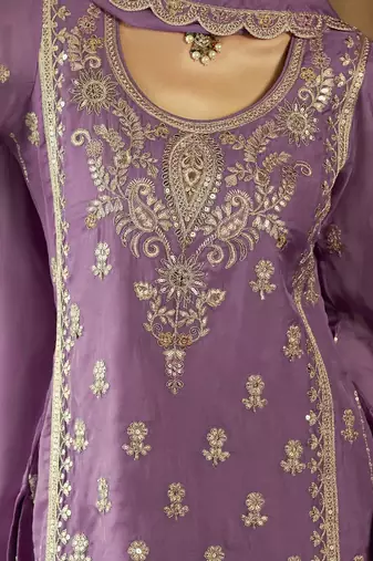 Women Ethnic Motifs Embroidered Regular Sequinned Kurta with Trousers & With Dupatta