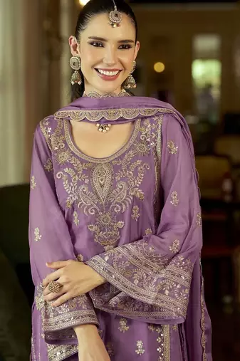Women Ethnic Motifs Embroidered Regular Sequinned Kurta with Trousers & With Dupatta