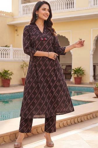 Women Ethnic Motifs Printed Regular Pure Cotton Kurta with Trousers