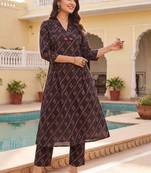 Women Ethnic Motifs Printed Regular Pure Cotton Kurta with Trousers