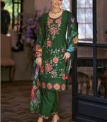 Women Floral Embroidered Regular Thread Work Kurta with Trousers & With Dupatta