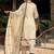 V Neck Floral Embroidered Thread Work Pure Cotton Kurta with Trouser & Dupatta