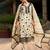 V Neck Floral Embroidered Thread Work Pure Cotton Kurta with Trouser & Dupatta