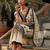 V Neck Floral Embroidered Thread Work Pure Cotton Kurta with Trouser & Dupatta