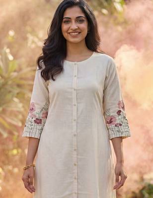 Women Striped Regular Thread Work Kurta with Trousers 2