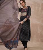 Women Ethnic Motifs Printed Regular Pure Cotton Kurta with Trousers & With Dupatta