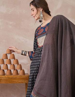 Women Ethnic Motifs Printed Regular Pure Cotton Kurta with Trousers & With Dupatta 5