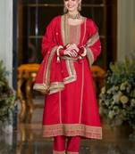 Women Ethnic Motifs Embroidered A-Line Kurta with Trousers & Dupatta