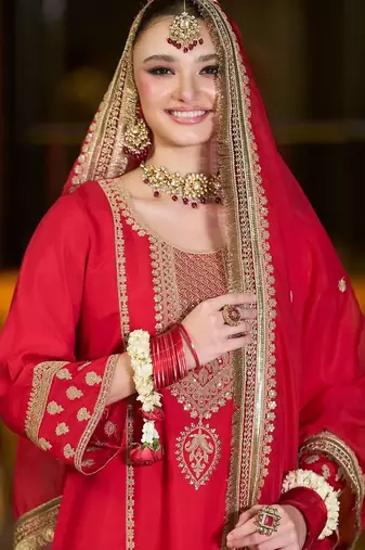 Women Ethnic Motifs Embroidered A-Line Kurta with Trousers & Dupatta