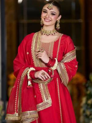 Women Ethnic Motifs Embroidered A-Line Kurta with Trousers & Dupatta 6