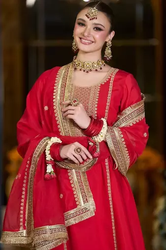 Women Ethnic Motifs Embroidered A-Line Kurta with Trousers & Dupatta