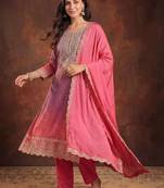 Women Bandani Print Regular Gotta Patti Kurta with Trousers & Dupatta
