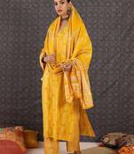 Women Ethnic Motifs Printed Regular Chanderi Silk Kurta with Trousers & With Dupatta