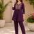  purple cotton blend with embroidery work embroidery co-ord set