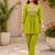 parrot green cotton blend with embroidery work embroidery co-ord set