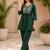  teal green cotton blend with embroidery work embroidery co-ord set