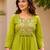 parrot green cotton blend with embroidery work embroidery co-ord set