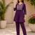 violet cotton blend with embroidery work embroidery co-ord set
