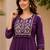  purple cotton blend with embroidery work embroidery co-ord set