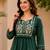 teal green cotton blend with embroidery work embroidery co-ord set
