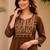 brown cotton blend with embroidery work embroidery co-ord set
