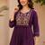 violet cotton blend with embroidery work embroidery co-ord set