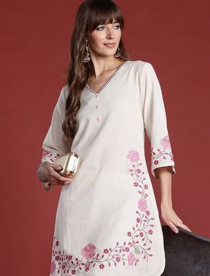 Women Floral Printed Regular Thread Work Pure Cotton Kurta with Palazzos 2